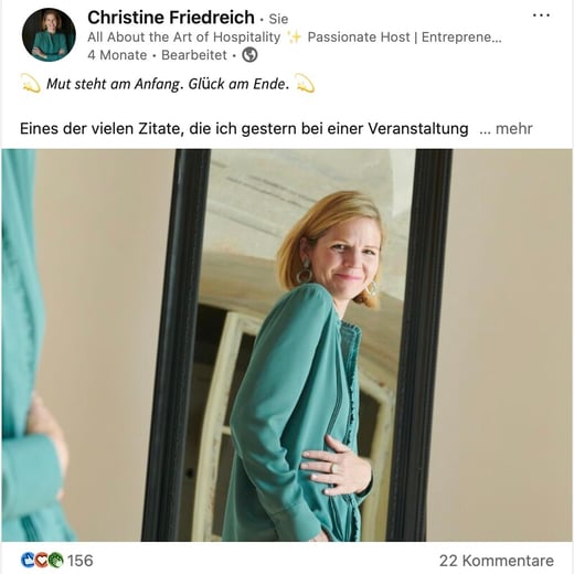 Foto und Link zum LinkedIn Beitrag über Mut